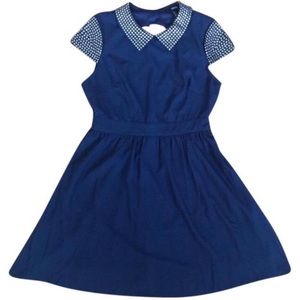 F21 Gold Studded Navy Blue Collared Dress M NWOT